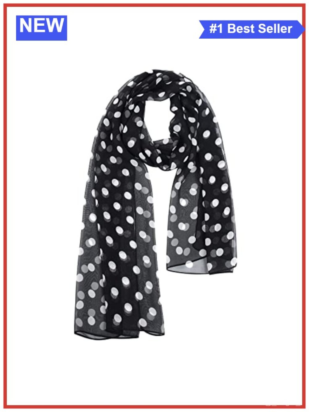 Chiffon Polka Dot Scarf Sheer Shawl Wrap Vintage 50s Accessory